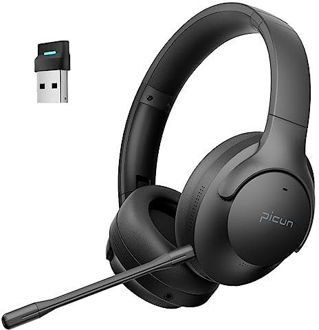 NONCHI Wireless Bluetooth Over Ear Headphones with Detachable Mic, Active Noise Cancelling Gaming Headset, with 3D Virtual Spatial Surround Sound, 50H Battery Life for PC, Laptop, PS5, PS4, Mobile