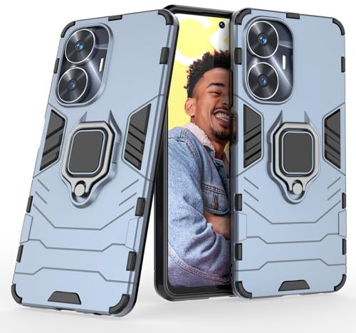 Max Power Digital Coque pour Realme C55 Housse Antichoc avec Anneau Rotatif Aimant Etui Magnétique Rigide Dure Armure Bague Support Armure Renforcée (Realme C55, Marine)