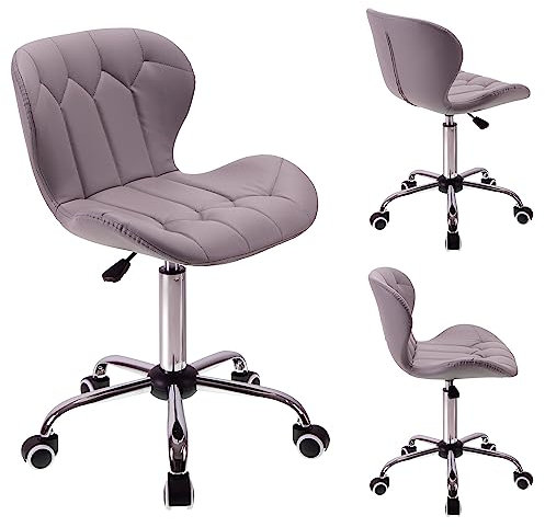 T-THREE.Modern swivel office chair, stylish dressing seat, PU leather padded computer chair, height-adjustable kids' seat, For Home Office(Gray)
