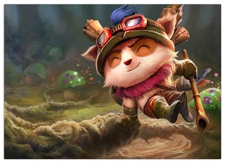 Displate Offiziell League of Legends MetallPoster Magnetische Befestigung Inklusive Lizenziert Bilder Hochwertiges Poster League of Legends Splash Art - Teemo Horizontal 45 cm x 32 cm