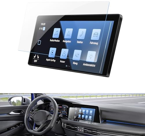 WEIPIN 10 Zoll Navigation Panzerglas Schutzfolie für VW Golf 8 MK8 GTI GTD GTE 2020/2021/2022/2023/2024/2025 GPS Navi Displayschutzfolie mit aus gehärtetem Glas 9H Kratzfest Anti-Fingerabdruck