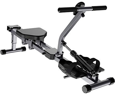 NOALED Rudergerät, hydraulisches Widerstands-Rudergerät, Indoor-Rudergerät, Ruderbank, Bauch-Fitnessgeräte, 90° klappbare Aufbewahrung, zweigleisig