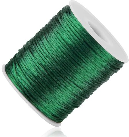 Kblick Cordoncino in nylon verde, 1 mm, 91,4 m, per la realizzazione di bracciali, corda verde per ornamenti natalizi per artigianato, macramè, braccialetti in raso