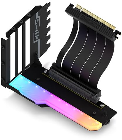 EZDIY-FAB Vertical GPU Mount with High-Speed PCIE 4.0 Riser Cable, ARGB Module, 115mm/4.52in Flexible Extension, 90 Degree Connector, Only Compatible to Full-Opened PCIe Slots-Black