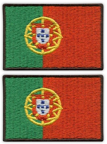 Juego de 2 parches bordados, diseño de bandera de Portugal