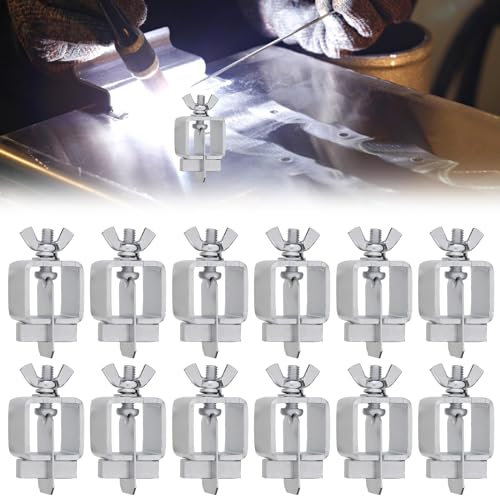 HOMURY Welding Clips, Pack of 12, Butt Welding Clamps for Sheet Metal, Galvanized Steel, 53 x 25 x 25 mm, 12/pkg