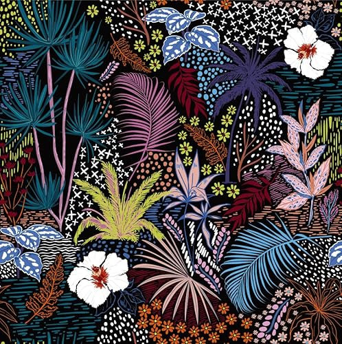 SOEWIOU Papier peint coloré jungle 300 x 44,5 cm, papier peint autocollant en vinyle pour maison, chambre à coucher, armoires et cuisine