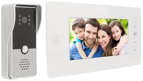 VBESTLIFE Video-Türklingel, Video-Gegensprechanlage, Video-Türklingelkamera mit, 7-Zoll-HD-Kamera mit Kabelgebundener Türklingel, 2-Wege-Gespräch, Nachtsicht, für die Sicherheit zu Hause