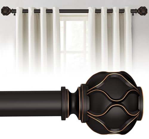 WIN4ALL Robuste Gardinenstangen für Fenster, 71,1 bis 121,9 cm, 2,5 cm Gardinenstange, verstellbare dekorative Gardinenstangen für Schlafzimmer, Wohnzimmer, Außenbereich (Bronze, 40,6 - 152,4 cm)