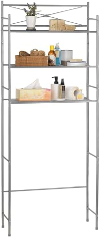 IDIMEX Etagère de Salle de Bain MARSA Meuble de Rangement au-Dessus des Toilettes WC ou Lave-Linge avec 3 tablettes, en métal laqué Gris foncé