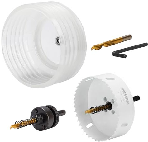 Mollom (4-1/4” | 108 mm) Scie cloche bimétal HSS M42 avec 8 % de cobalt et bol à poussière, pour spots encastrés, PVC, bois, plastique et métal