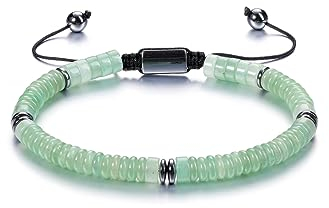 Zysta Edelsteine Armband Gerflochten einstellbar Stretch Perlenarmband Aventurin Tigerauge Armkette Glückbringen Geschenk für Damen Herren (Aventurin)