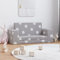 Genérico Wenjingqi-357028 Kindersofa, 2-Sitzer, weicher Plüsch, Hellgrau mit Sternen