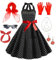 TOYTOPIE 50s Costume Accessories, 1950s Fancy Dress Kit Women Retro Outfit with Polka Dot Dress, Cat Eye Glasses, Scarf, Headband, Necklace and Gloves for 50s Theme Party Supplies Halloween Costume