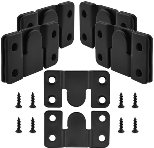 ZIUZI 10Pcs Flush Mount Bracket, Stainless Steel Heavy Duty Interlock Hanging Photo Frame Bracket, Hardware for Headboard Wall Mounting Picture Hanging Sectional Couch Connecting Black