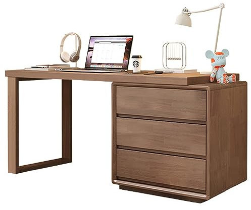 GLMGBP Bureau Extensible avec tiroirs de Rangement, Bureau d'étude Moderne pour la Maison, Bureau d'écriture, Table d'étudiant, Bureau exécutif en Bois Massif (47 Pouces, Noyer)