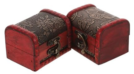 Vaguelly 2stücke Antike Chinesische Holz Schmuckbox Kleine Schatztruhe Für Ringe Armbänder Und Kleine Erinnerungsstücke Für Besondere Anlässe Und Dekorative Aufbewahrung