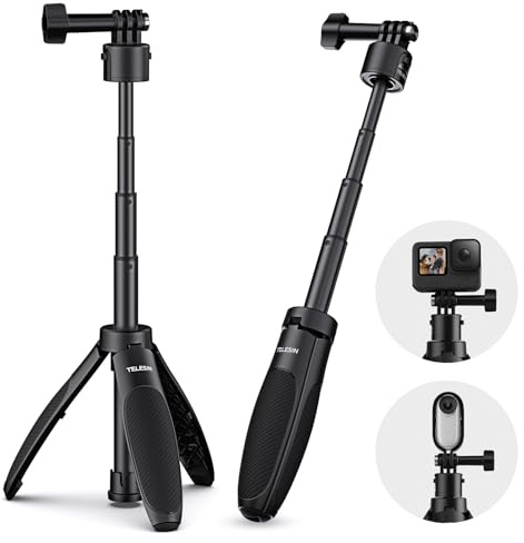 TELESIN° Mini Selfie Stick Tripod, Quick Release Extendable Selfie Stick for Insta360, DJI Osmo Action 5 Pro/4/3, Hero 13 12, Mini Tripod Stand for iPhone&Andorid, Portable Selfie Stick for Vlogging