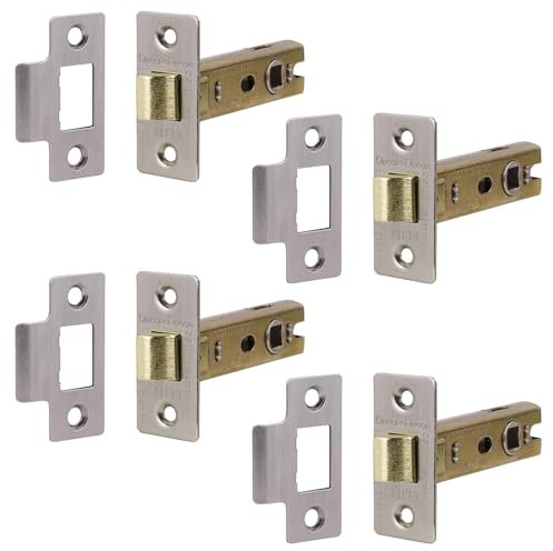 Decoranddecor 2.5 Inch Tubular Mortice Latch for Internal Doors, Fire Rated (4 Pack, 44-64mm, Satin Nickel)