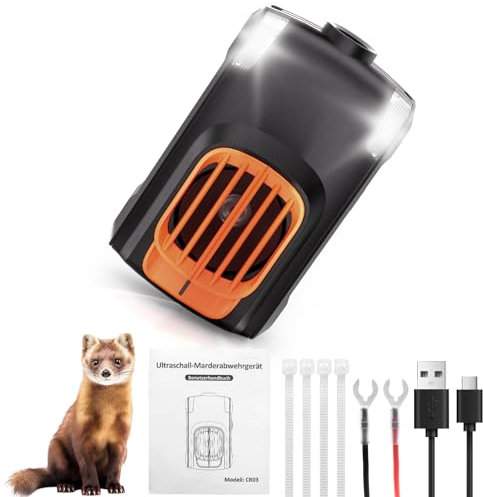 Elezenioc Marderschreck Auto,Maderschrecker Auto Motoraum passend für alle Modelle-Autozubehör Marder Abwehr,Marderabwehr Auto 3 Arbeitsmodi marderschreck mit Ultraschall 20-50kHz & Blitzlicht