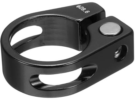 sourcing map Bike Seat Post Clamp 28.6mm Clip Aluminum Alloy Bicycle Locking Seat Post Ring with M4 Hex Screw for 25.4mm Bicycle Mountain Road Bike Tube, Black