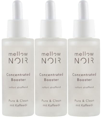 mellow NOIR Concentrated Booster 3x 30ml | SOFORT STRAFFEND | Hyaluron Gesichtsserum | Augenserum | Serum zur Augenpflege & Gesichtspflege | Vegan | zertifizierte Naturkosmetik