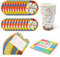 KXVXXV Lot de 60 ustensiles de fête d'anniversaire en brique de construction - Décoration avec bloc de construction - Assiettes, gobelets, serviettes - Cartes d'invitation (10 invités)