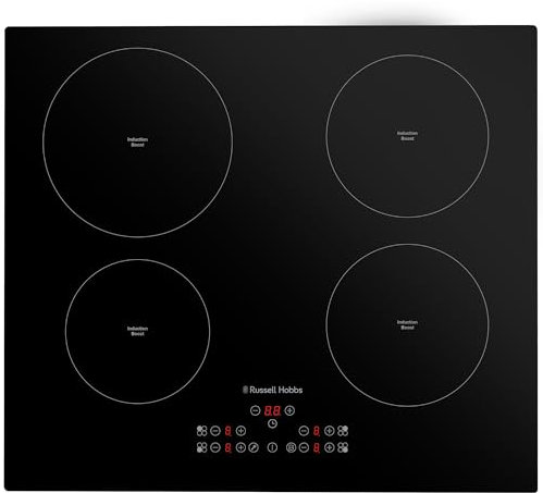 Russell Hobbs Induktionskochfeld, 59 cm, Keramik-Kochfeld, 2600 W, mit 4 Kochzonen, elektrisch, 9 Leistungsstufen, Touch-Steuerung & einfache Reinigung, Sicherheitsabschaltung, Timer & LED-Anzeige,