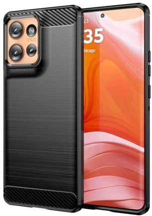 betterfon Carbon Handyhülle kompatibel mit Motorola Moto Edge 50 | Smartphone Case aus TPU-Silikon | Schwarz
