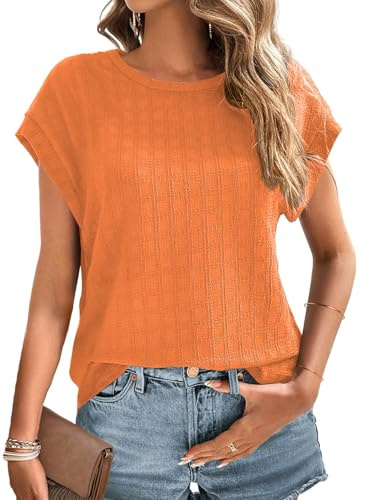 Chicrise Camisetas Manga Corta Mujer Verano Cuello Redondo Blusa Manga De Murciélago Elegantes Casual Basica Top