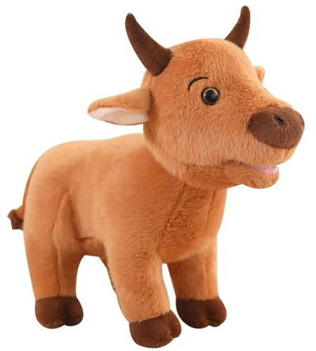 TOPLITHE Zärtliches Stier Kuscheltier, Weiches Kuh Tier Plüschtier Lebensecht Design Kuscheliger Begleiter Geschenk for Kinder und Tierliebhaber(25CM/9IN)