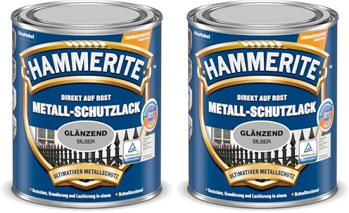 Hammerite Metallschutzlack glänzend silber 750ml (Packung mit 2)