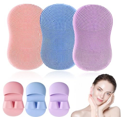 JEYORZY 3 Pcs Silicone Brosse Nettoyante - Épurateur de Visage en Silicone Souple, Brosse Nettoyante Visage, Visage Exfoliant Peau Sensible pour le Massage Nettoyant des Pores (Multicolore)