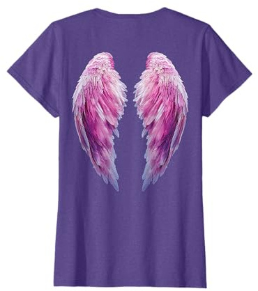 Pink Graphic Angel Wings On The Back Of A T-Shirt