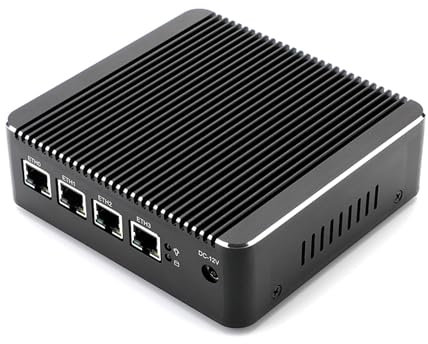 HSIPC J5005 Quad Core Firewall Micro Appliance, Mini PC, Router with 8G RAM 128G SSD, 4 RJ45 2.5GBE AES-NI Compatible with pfsense opnsense...