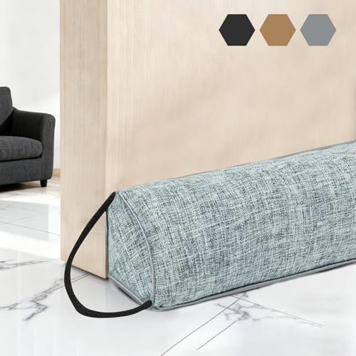 Boudin de porte - 82 cm - Boudin de porte lourd - Coupe-vent - Boudin de porte pour la protection - Avec boucles de suspension pour le vent et l'isolation phonique des portes et fenêtres - Gris bleu