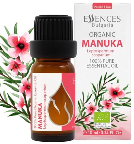Essences Bulgaria Organic Manuka Essential Oil 10ml | Leptospermum scoparium | 100% Pure and Natural | Undiluted | Therapeutic Grade | Aromatherapy | Cosmetics | Cruelty Free