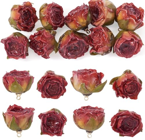 Spritewelry 10 Stück Natürliche Getrocknete Blumen Anhänger mit Epoxidharz für die Herstellung von Ohrringen, Halsketten, Schmuck, 10 Stück