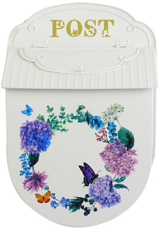 LAIOUSN Buzón antiguo de hierro forjado para decoración de pared de jardín al aire libre con acabado resistente a la intemperie, multiusos, estilo vintage