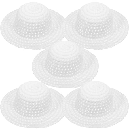 ERINGOGO 5pcs DIY Straw Hat Craft Kit for Painting and Graffiti Unfinished White Straw Hats for Creative Arts and Crafts for Boys Fun Custom Headwear