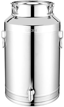 Krmoau Récipient de rangement en acier inoxydable pour huile - 5 l/9 l/14 l - Seau à lait hermétique en acier inoxydable avec couvercle - Bidon d'huile pour l'extérieur - Pour bière, aliments, farine