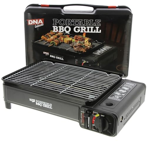 Portable Camping Stove & BBQ Grill – Butane/LPG Tabletop Gas Cooker for Camping, Caravans, Fishing, Picnics & Emergency Cooking, with Carry Case - Indoor/Outdoor use