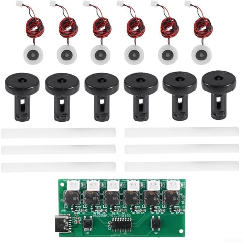 6 Nozzles Humidifier Module Kit with TYPE-C Interface, DC 5V Mist Maker Control Board, 108kHz Atomizer Driver for DIY Projects