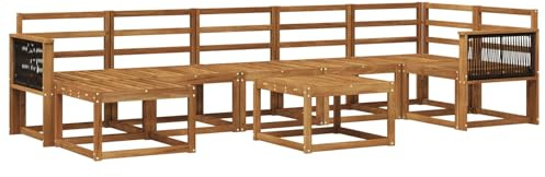 vidaXL Outdoor-Sofagarnitur 8 pcs Natur Massivholz Akazie, Modernes Garten-Sofa-Set, Flexible Sitzgelegenheiten, Akazienholz, Lounge für Poolbereich, schnell zusammengebaut