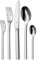 WMF Tavira Besteck Set 12 Personen, 60-teilig, je 12 Gabeln, Tafelmesser, Löffel, Kuchengabeln, Tee-/ Kaffeelöffel, Monobloc-Messer, Cromargan Edelstahl poliert, glänzend, spülmaschinengeeignet