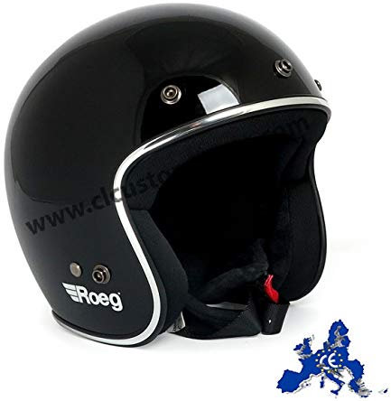 Roeg Jethelm Gloss Black Gloss Schwarz glänzend zugelassen ECE Biker Custom Größe M