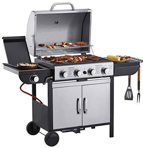 Blazebox Gas BBQ Grill 4 + 1 Side Burner & Warming Racks, 4 Dial Temperature Control, Multi Cook System, Stainless Steel Finish (Gas Burner BBQ)