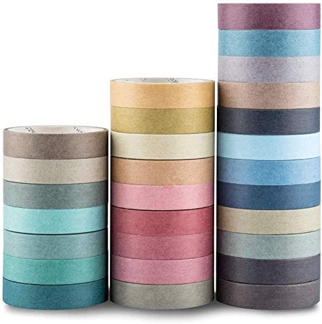 YUBBAEX Washi Tape 28 Rollen Masking Tape Klebeband Bunt für Heimwerker, Dekoratives Handwerk, Geschenkverpackung, Scrapbook