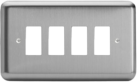 Varilight 4-Gang PowerGrid Plate Kit - Value Matt Chrome, XSPGY4