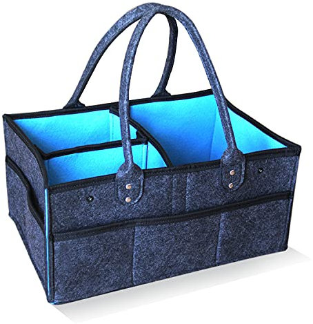 AEESRRU Baby Windel Caddy Organizer Korb tragbar Storage Bin groß Kindergarten Tasche mit Wechselbaren Fächer für für Wickelkommode, Beißring, Windel, Best Baby Geschenk Korb (Dunkelgrau)